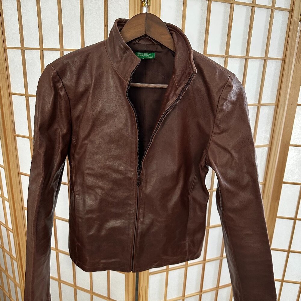 Vintage Leather Jacket United Colors of Benetton US Size 10-12
